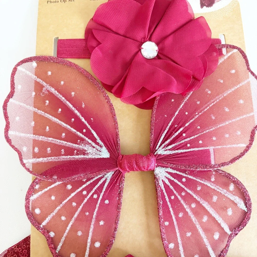 Elly & Emmy‎ Baby Girls Burgundy Sequin Butterfly Fairy Photo Op Tutu Set 0-12M